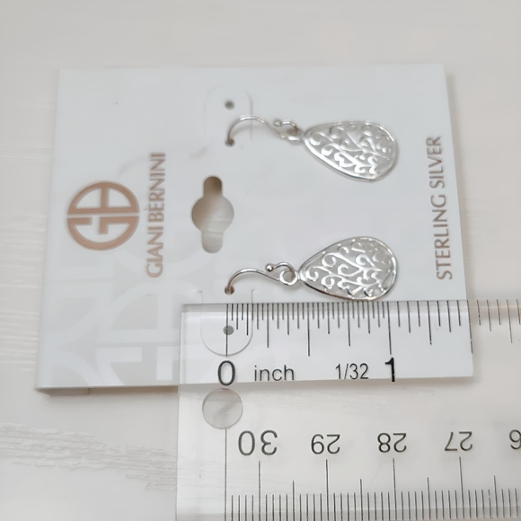 GIANI BERNINI Sterling Silver Open work Filigree Tear Drop Earrings - Picture 5 of 6